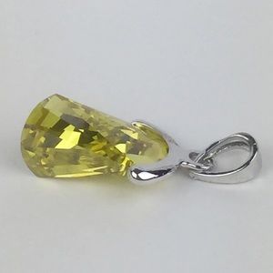 Boho! Citrus glass silver tone necklace pendant